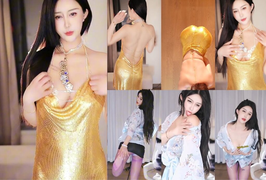 【CC、依阳baby】黄金战衣，真空果背辣舞，紫色丝袜，露底白内（2V）