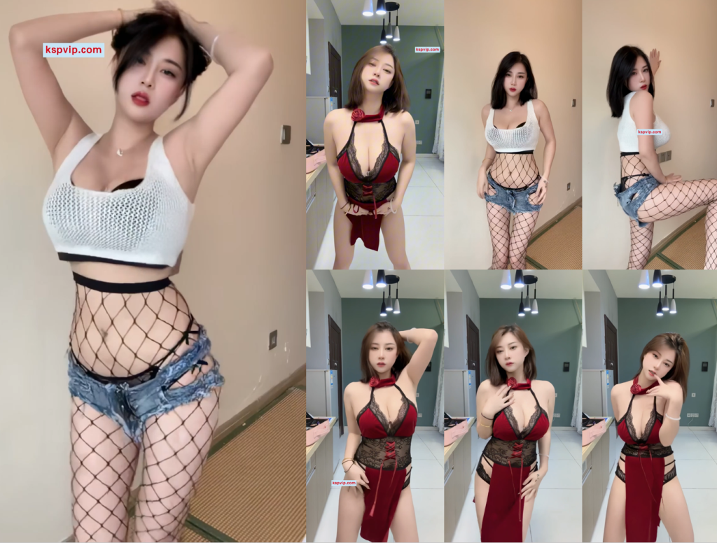 【快手、小奶球】网袜情趣，俯身秀豪乳（4V）