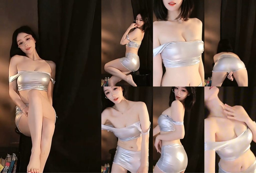 【虎牙、刘钞钞】银色小皮裙，顶臀漏内，美腿玉足，太妖娆了（1V）