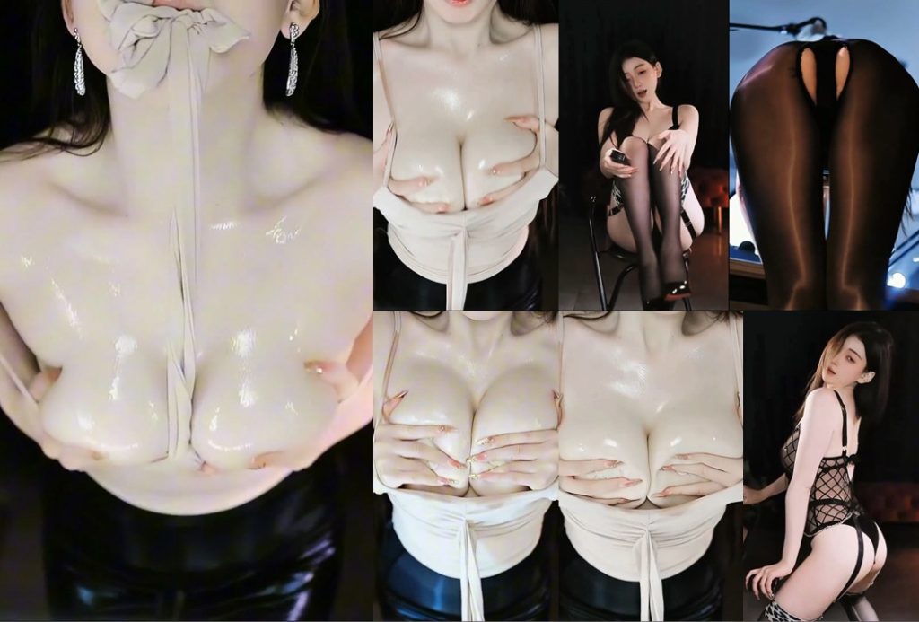 【斗鱼、黎一】乳浪是一浪接一浪，奶子真软真白，情趣吊带，黑丝高跟，不停揉捏奶子，白花花的奶子在手里不停变换造型（2V）